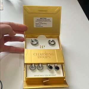 Charming Hoops Spring 2025 Unexpected Sparkle Silver and Black Earring Set